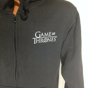 HBO Game of Thrones Stark Winter is Coming Mens Black Hooded Sweat Jacket Small