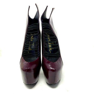 Zigi NY's London Trash Crime Patent Leather Burgundy Strappy High Heel Size 8.5