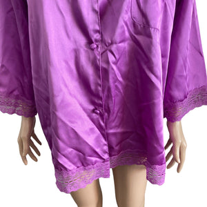 Vintage Suzanne Somers Loungewear Collection Pajama Sleep Shirt Satin Purple New