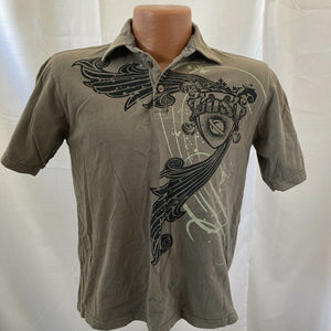 Lost Mens Olive Green and Black Polo Style T-shirt adult Medium couture