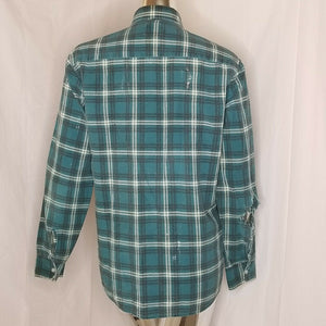 Vintage Ozark Trail Shirt Mens Green Plaid button Front Size Medium