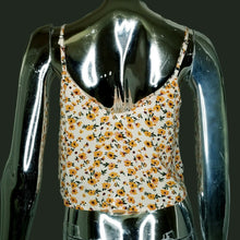 Load image into Gallery viewer, BP Cami Crop Top Ivory Gold Floral V-Neck Spaghetti Strap Pullover Small