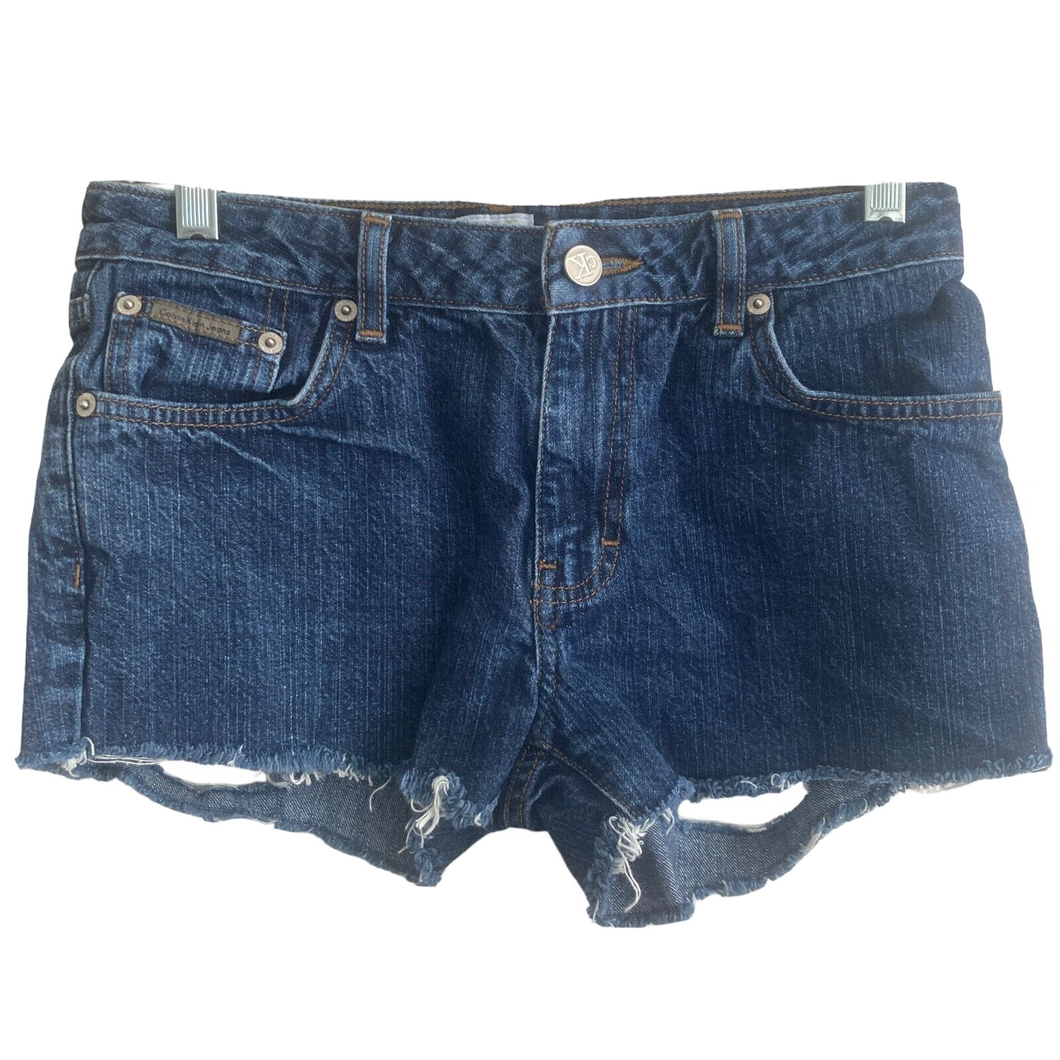 Calvin Klein Shorts Denim Womens 3 Cutoff Distressed Medium Wash