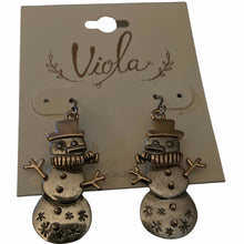Load image into Gallery viewer, Snowman Dangle Earrings Winter Holidays