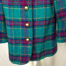 Load image into Gallery viewer, Koret Womens Vintage Green and Red Wool Blend Plaid Blazer 22W