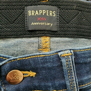 Brappers 30th Anniversary Distressed Dark Blue Raw Hemline Jeans Size Large 30