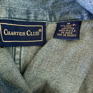 Charter Club Shirt Button Front Blue Denim Womens Size Medium