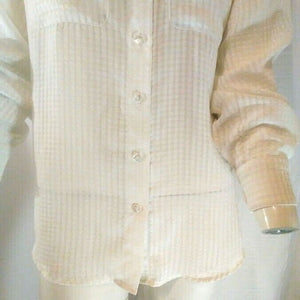 Carry Back Petite Womens White Textured Button Down Blouse Size 10