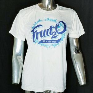 Epiklo Womens White Blue Fruit 2o water Short Sleeve Polyester T-shirt Small