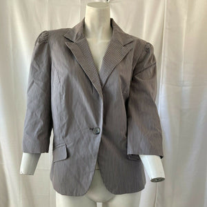 Old Navy Gray and White Striped One Button Casual Blazer Size Large