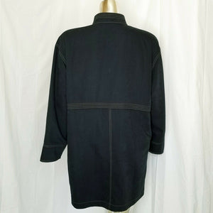 Gare De Lyon Womens Black 3-Snap Full Zip Mid-Length Coat Medium