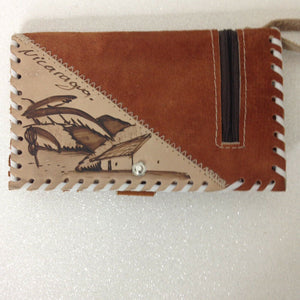 Nicaragua Light Brown Suede Graphic Coin Purse