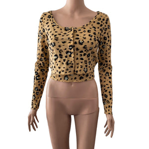 BP Top Womens Small Twofer Animal Print Ribbed Stretch