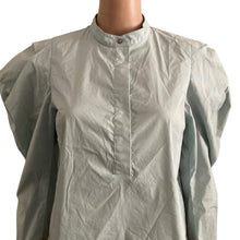 Load image into Gallery viewer, Karlie Clothing Poplin Blouse Womens Medium Sage Green Puff Shoulders