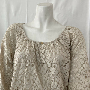 Charter Club Womens Beige Pullover Lace Blouse Size Medium