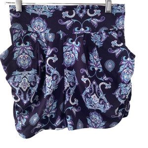 womens shorts fabric floral Purple black Size medium large stretch