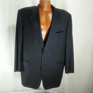 Canali Mens 100% Wool Black Pinstripe Blazer Sports Jacket Harry Rosen 56R