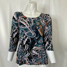 Load image into Gallery viewer, Peck &amp; Peck Petites Womens Multicolored Abstract Butterfly Blouse Large