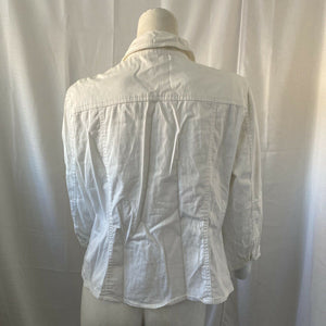 Ruby Rd Womens White Decorative Button Down Shirt w Beaded Buttons Size 10