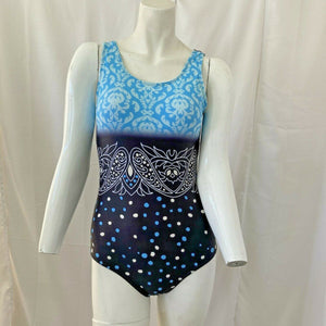 Unbranded Womens Black and Blue One Piece Swimsuit Size Small