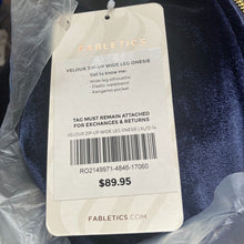 Load image into Gallery viewer, Fabletics Jumpsuit Womens Large Velour Wide Leg Navy Blue Zip Front New