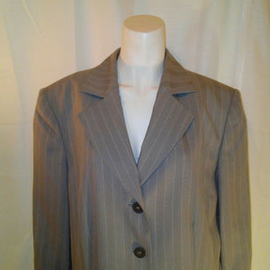 Emma James Suits Womens Plus Sized Gray Pinstriped Suit Jacket Size 16