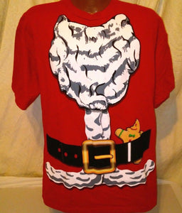 Hybrid Womens Red Santa Claus and Gingerbread Man Tshirt Extra Large