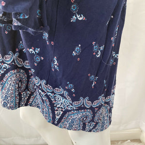 Scoop Womens Blue Fancy Paisley Floral Long Sleeve Romper Size XXL