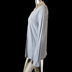 Caslon Shirt Womens Heather Gray Long Sleeve Pullover Top L Stretch