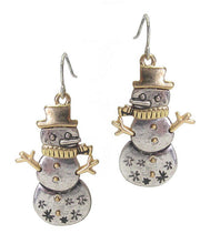 Load image into Gallery viewer, Snowman Dangle Earrings Winter Holidays