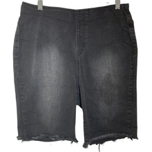 Load image into Gallery viewer, Risen Shorts Bermuda Denim Black Stretch Wasit Womens Size 1XL Raw Hem