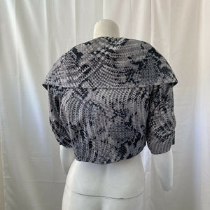 Newport News Women Black and Gray Snake Skin Print Bolero Jacket 12 P