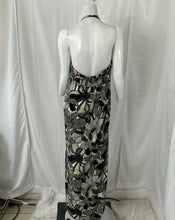 Load image into Gallery viewer, Elle Womens Gray Black White Floral Halter Dress Size Large