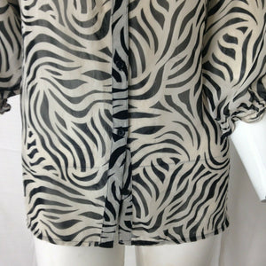 East Fifth Petites womens Black and White Zebra Print Blouse Large Petite