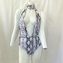 Load image into Gallery viewer, Unbranded Womens Snake Print Halter One Piece Swin Suit Size Medium