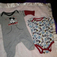 Load image into Gallery viewer, Mickey Mouse Footed One Piece Bodysuit and Shorts 3 Months