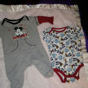 Mickey Mouse Footed One Piece Bodysuit and Shorts 3 Months