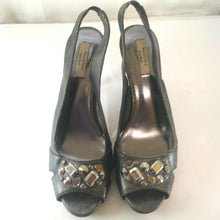 Load image into Gallery viewer, Simply Vera Vera Wang Cicely Womens Graphite Jeweled Slingback Heels 9.5 M