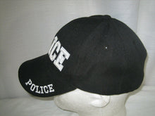 Load image into Gallery viewer, POLICE BASEBALL HAT CAP ADULT ONE SIZE BLACK WHITE STITCHED