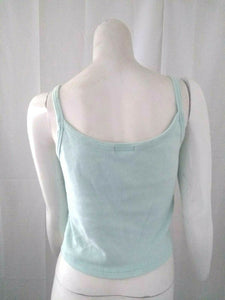 Caesars Palace Casino Womens Rhinestone Aquamarine Crop Top Small