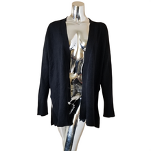 Load image into Gallery viewer, Laundry by Shelli Segal Sweater Black Open Front Long Cardigan Coatigan L