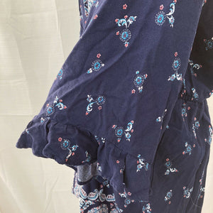 Scoop Womens Blue Fancy Paisley Floral Long Sleeve Romper Size XXL