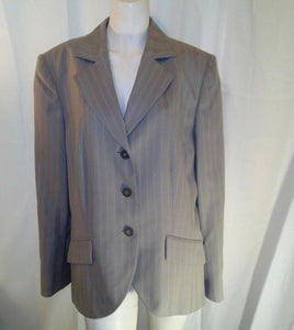 Emma James Suits Womens Plus Sized Gray Pinstriped Suit Jacket Size 16