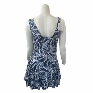 Hello Summer Swimsuit One Piece Womens Blue and White Swim Dress Medium