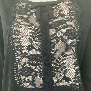 karl lagerfeld paris blouse lace front womens black Size medium