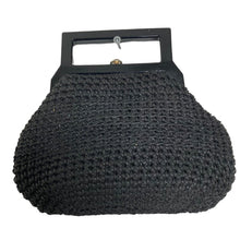 Load image into Gallery viewer, Vintage Purse Handbag Black Knit Crochet Womens Black Small