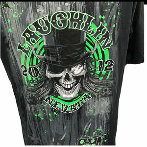 Laughlin 2012 Nevada River Run T-shirt L biker motorcycle skull top hat rocker