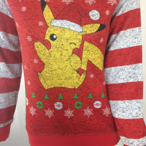 Pokemon Youth Girls Boys  Red Yellow Pikachu Pullover Sweater Shirt Size Medium