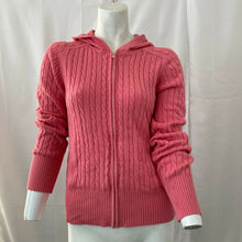 Load image into Gallery viewer, Gap Stretch Womens Zip Front Salmon Pink Zip Front Cable Knit Sweater Size Small