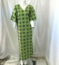 Load image into Gallery viewer, Womens Green Black and Gold African Symbol Maxi Dress Size Large